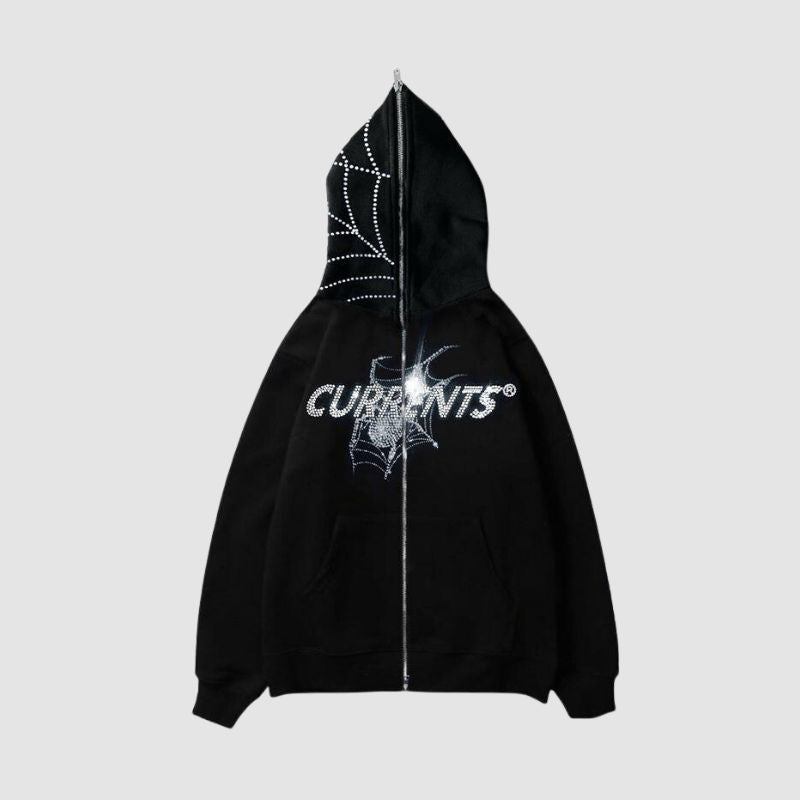 Trendy Hip-Hop Metal-Zip Hoodie