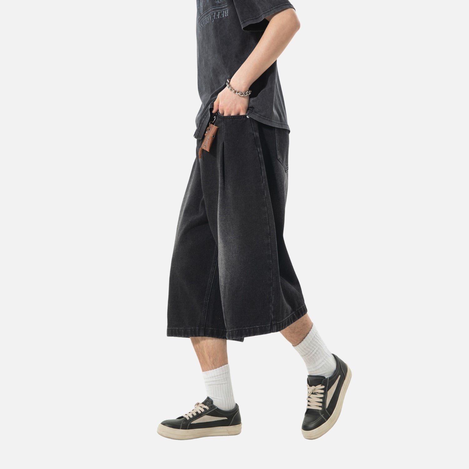 Washed Vintage Denim Bermuda Shorts