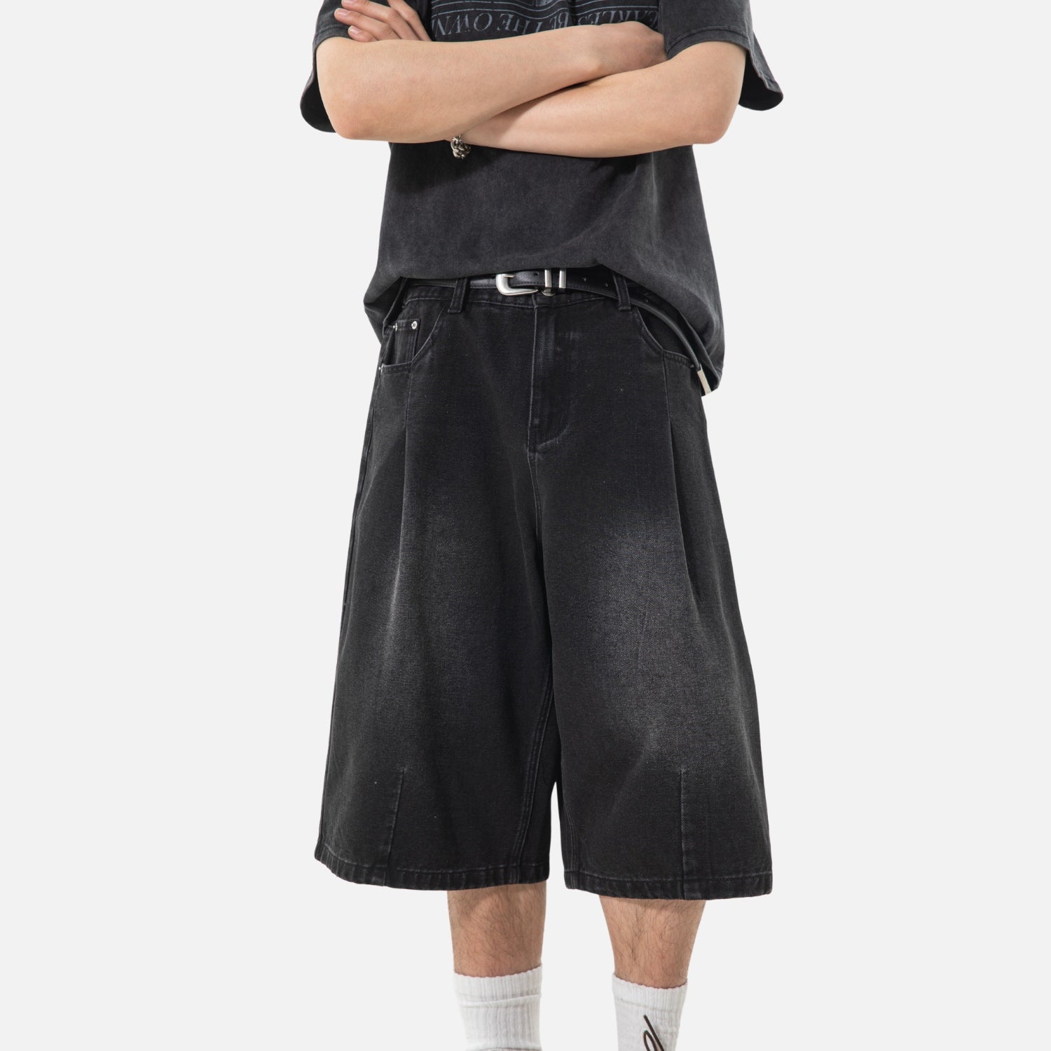 Washed Vintage Denim Bermuda Shorts