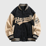 Street-Style Embroidered  Suede Baseball Jacket