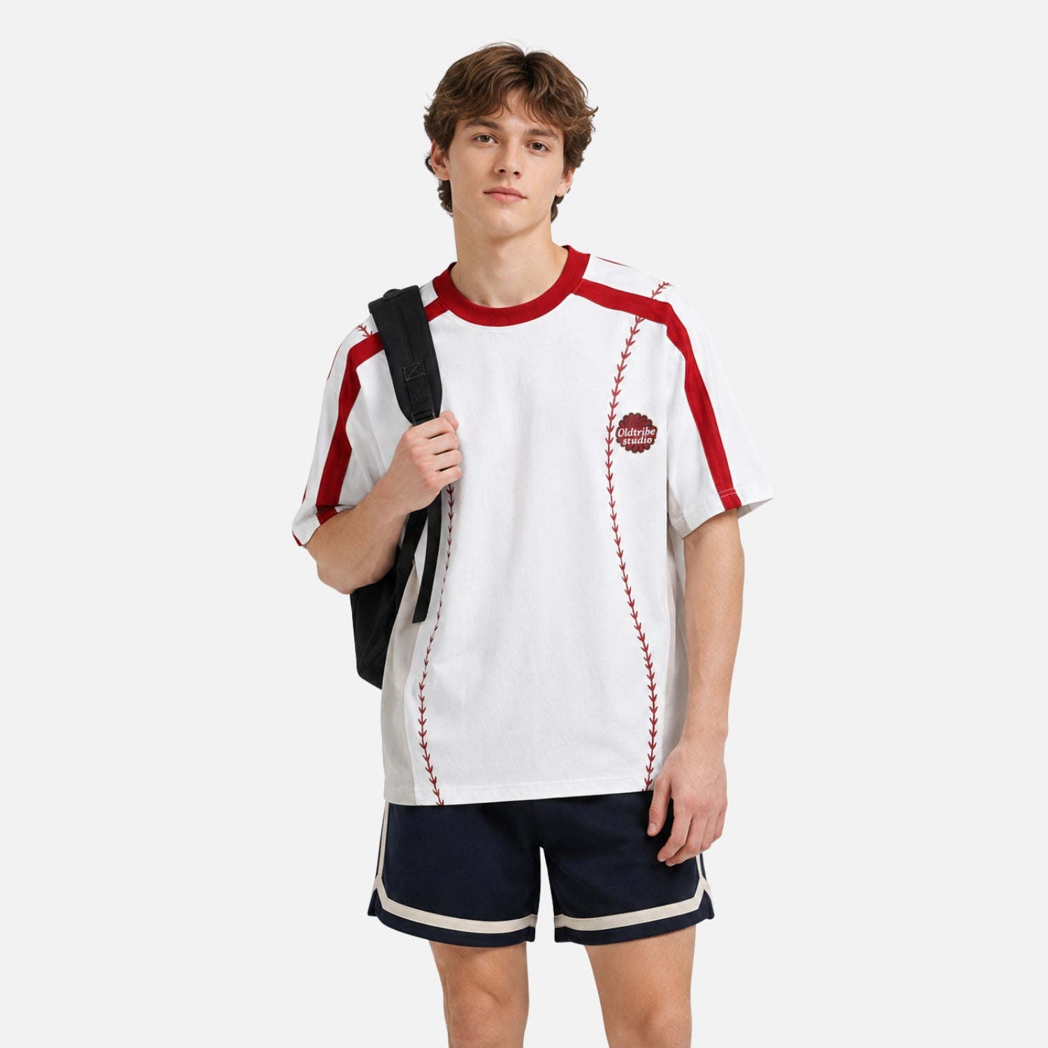 Colorblock-Baumwoll-T-Shirt "Baseball"