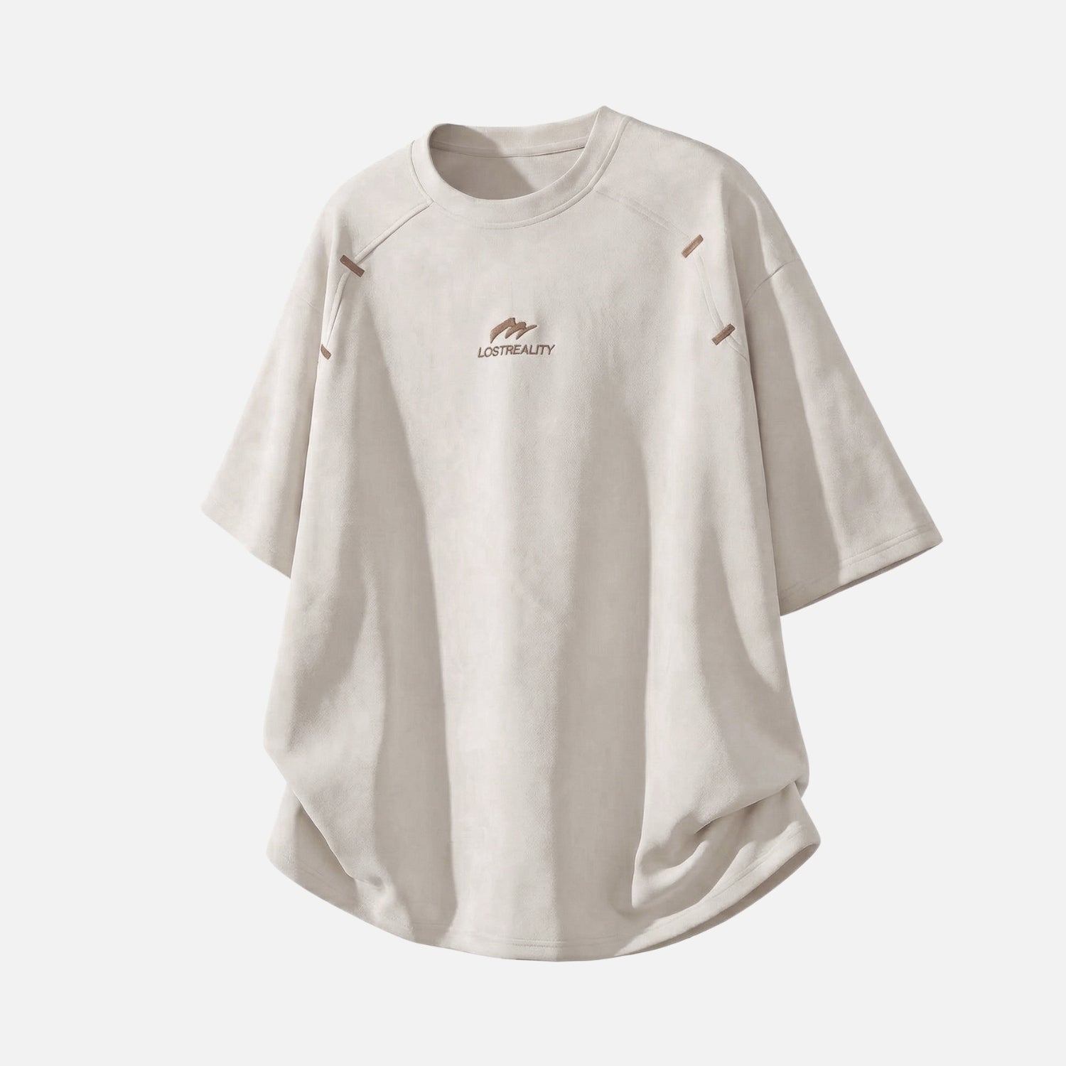 Strukturiertes, farblich abgesetztes, besticktes T-Shirt