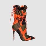 Camouflage Mid-calf High-heel Boots