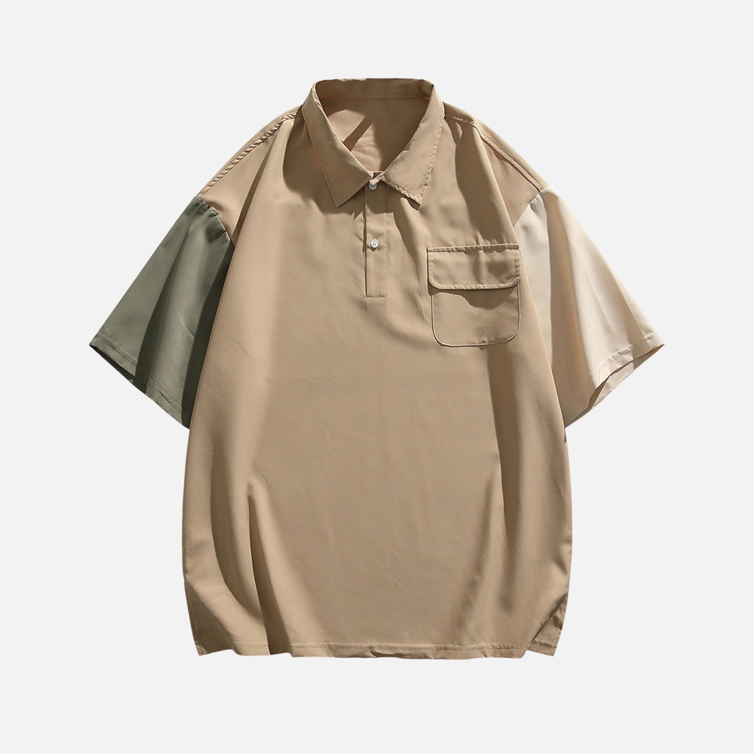 Camiseta moderna de cuello redondo con bloques de color