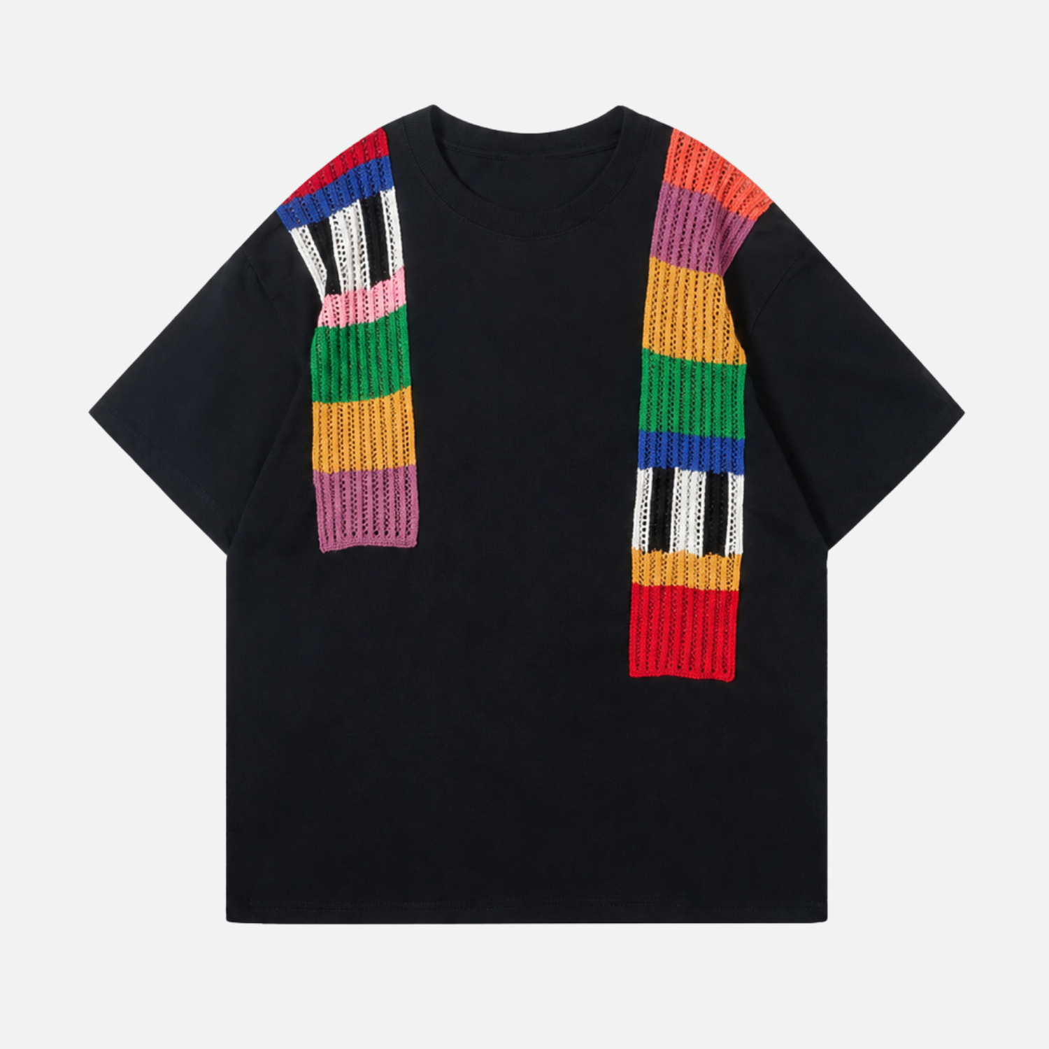 Color Yarn Embellished Colorblock Tee