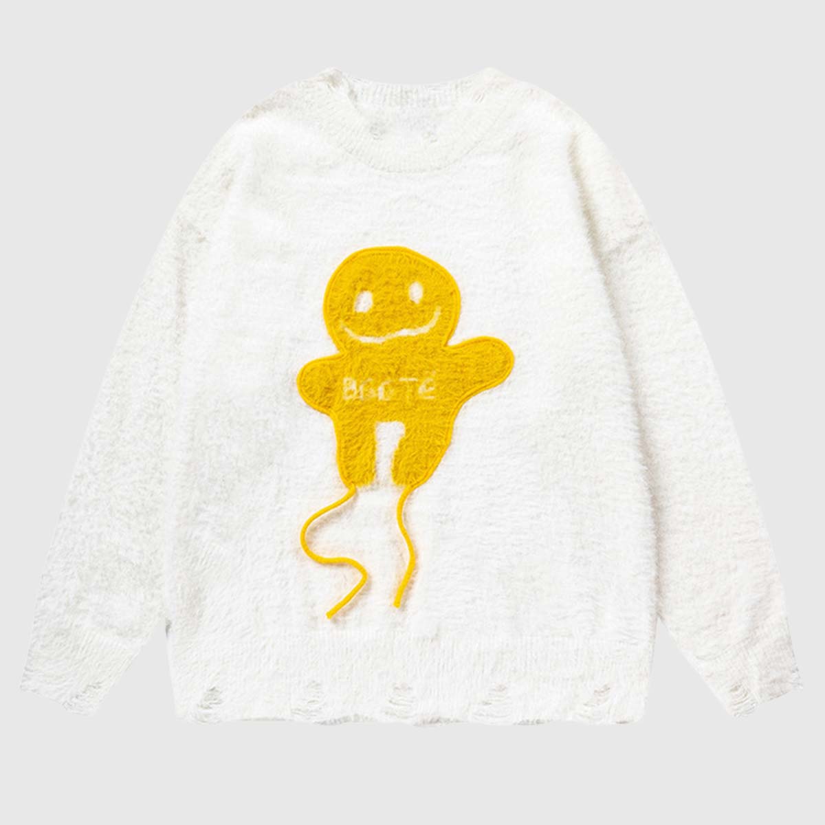 Smiley Fuzzy Knit Sweater