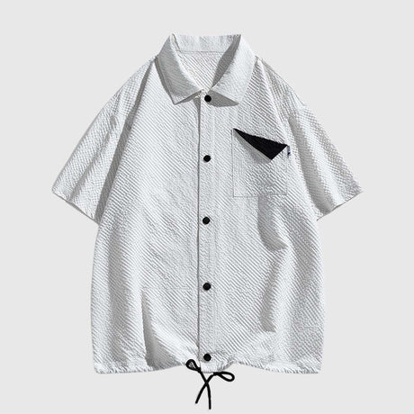 Modern Textured Drawstring Shirt