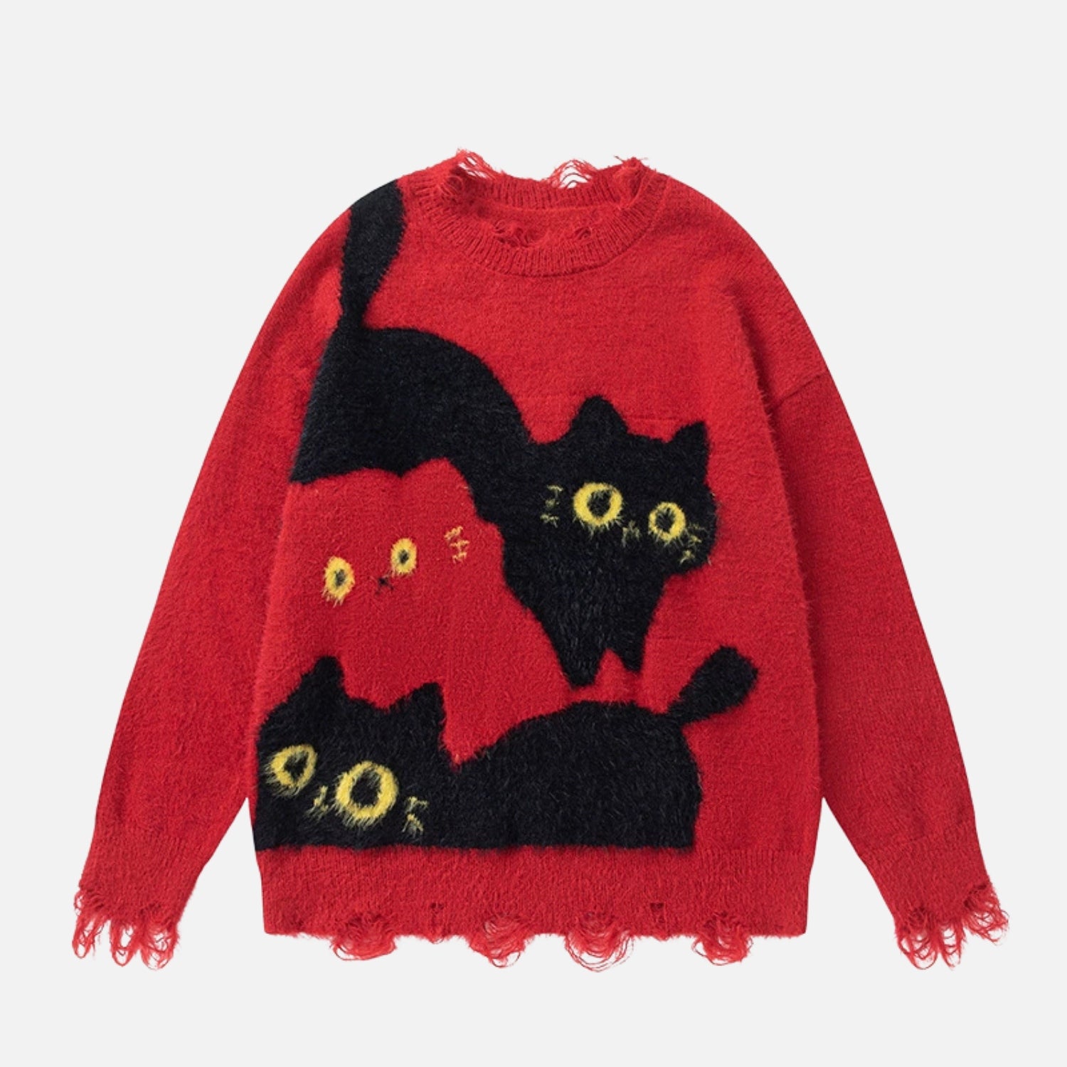 Suéter de punto con estampado de gato