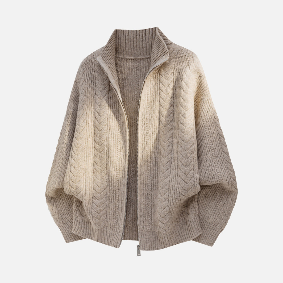 Vintage Cable Knit Zip-Up Sweater