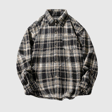 Vintage Plaid Button-Up Flannel Shirt