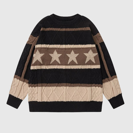 Vintage Star Striped Crewneck Sweater