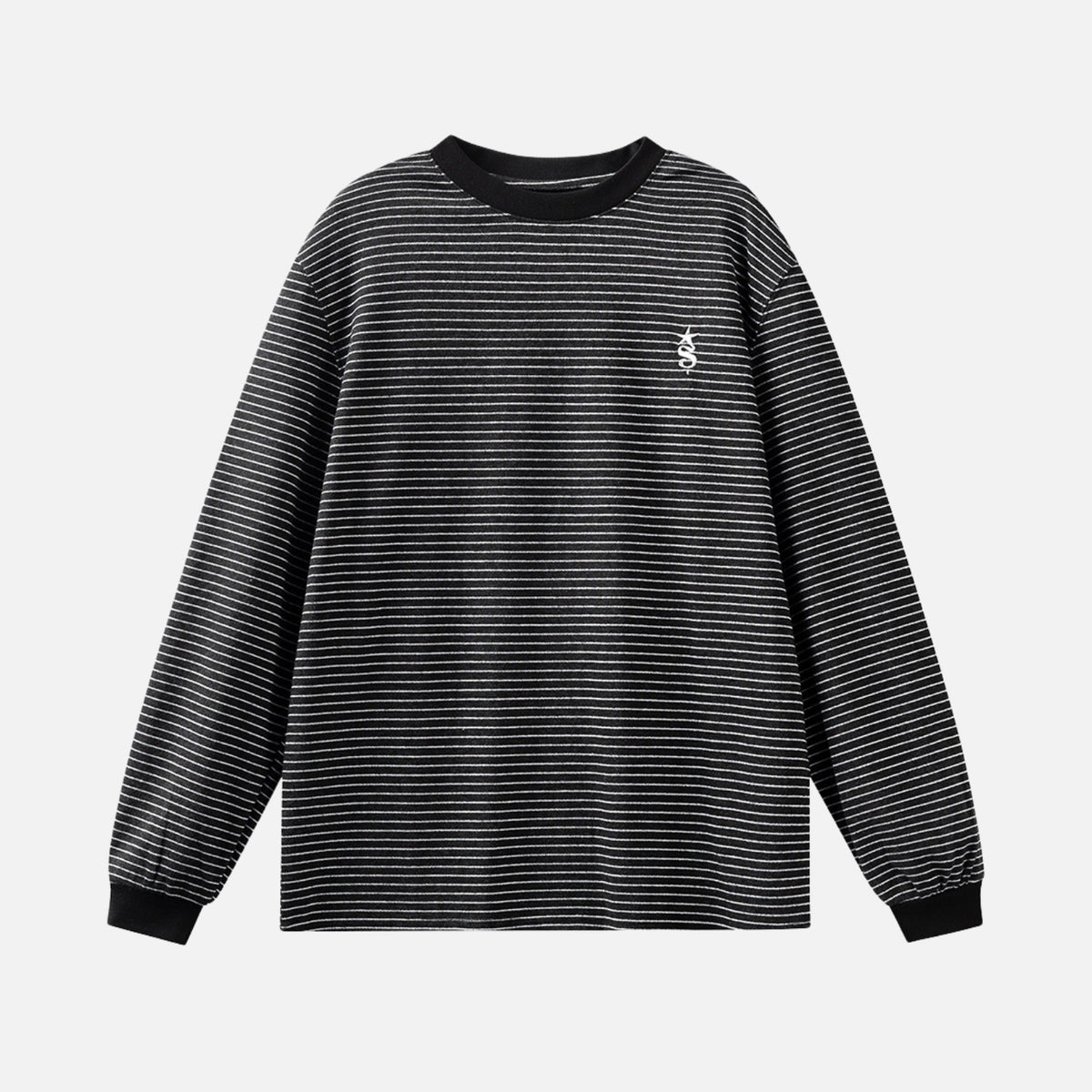 Striped Embroidered Crewneck Sweatshirt