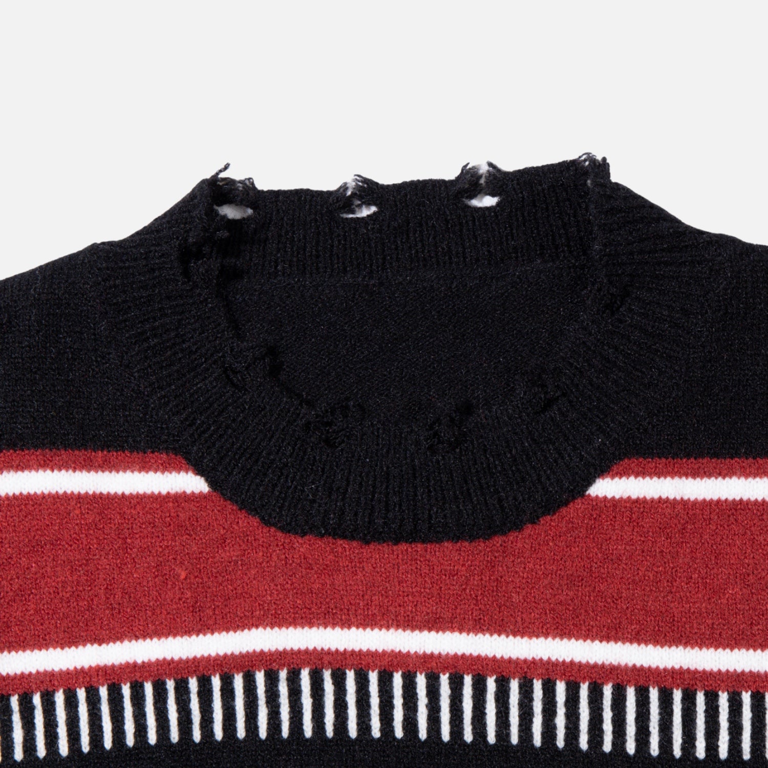 Frayed Hem Striped Sweater