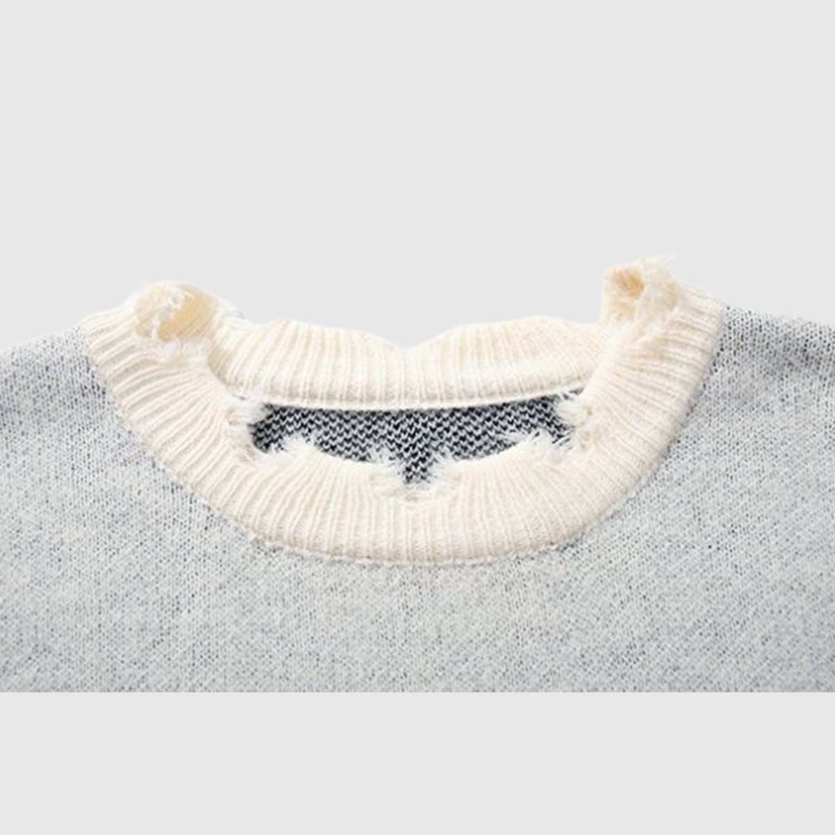 Vintage Distressed Smiley Sweater