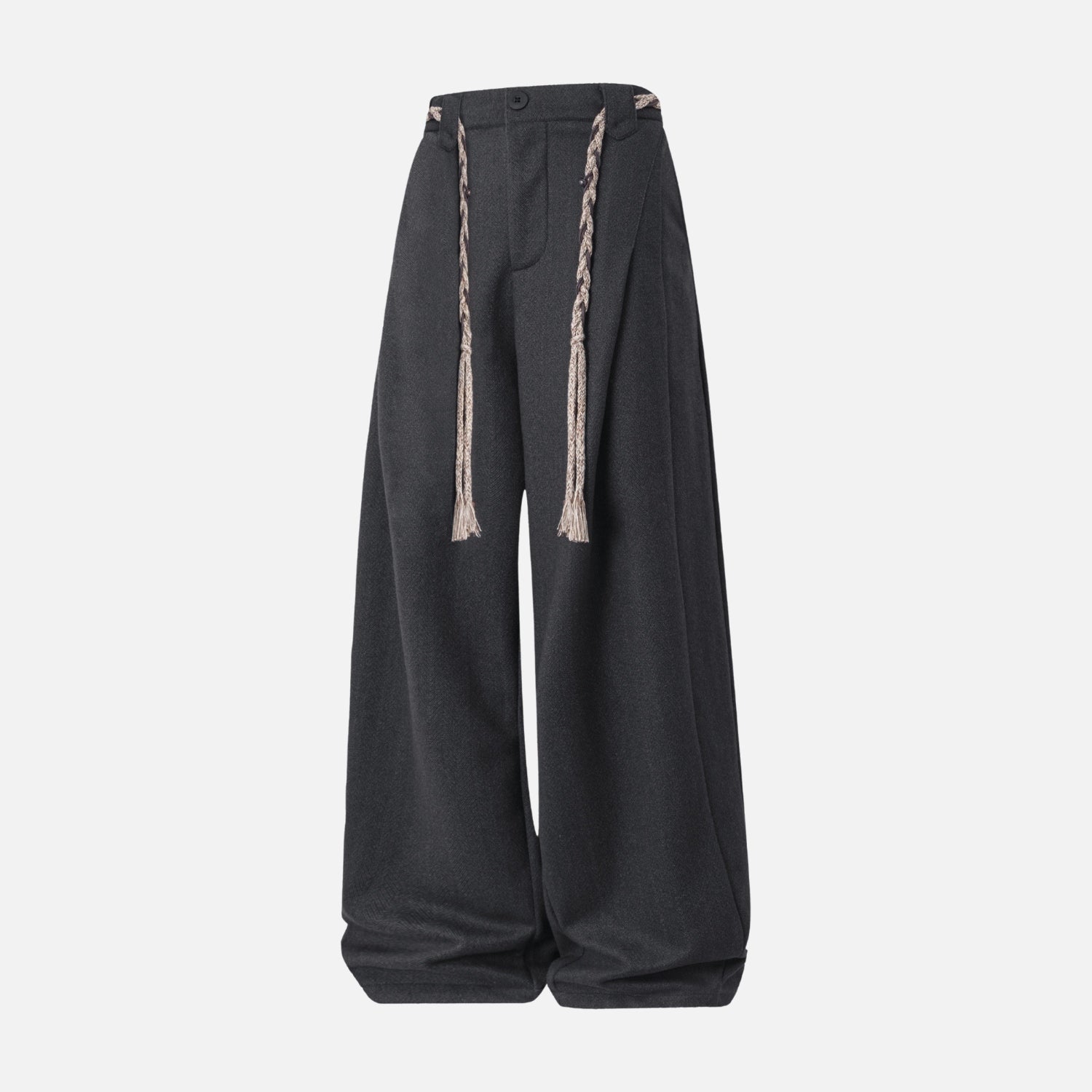 Faux Wool Textured Straight-Leg Pants