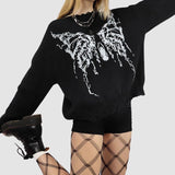 Butterfly Pattern Ripped Pullover