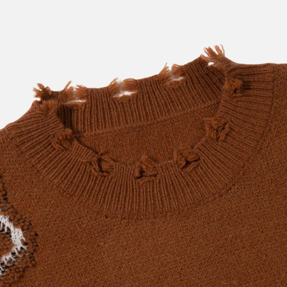 Distressed Cross Graphic Crewneck Sweater