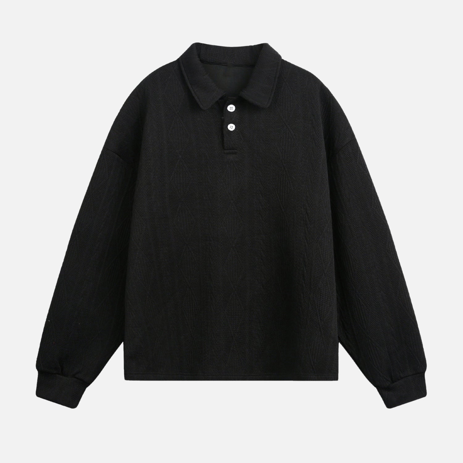 Heavy Jacquard Textured Polo Sweatshirt