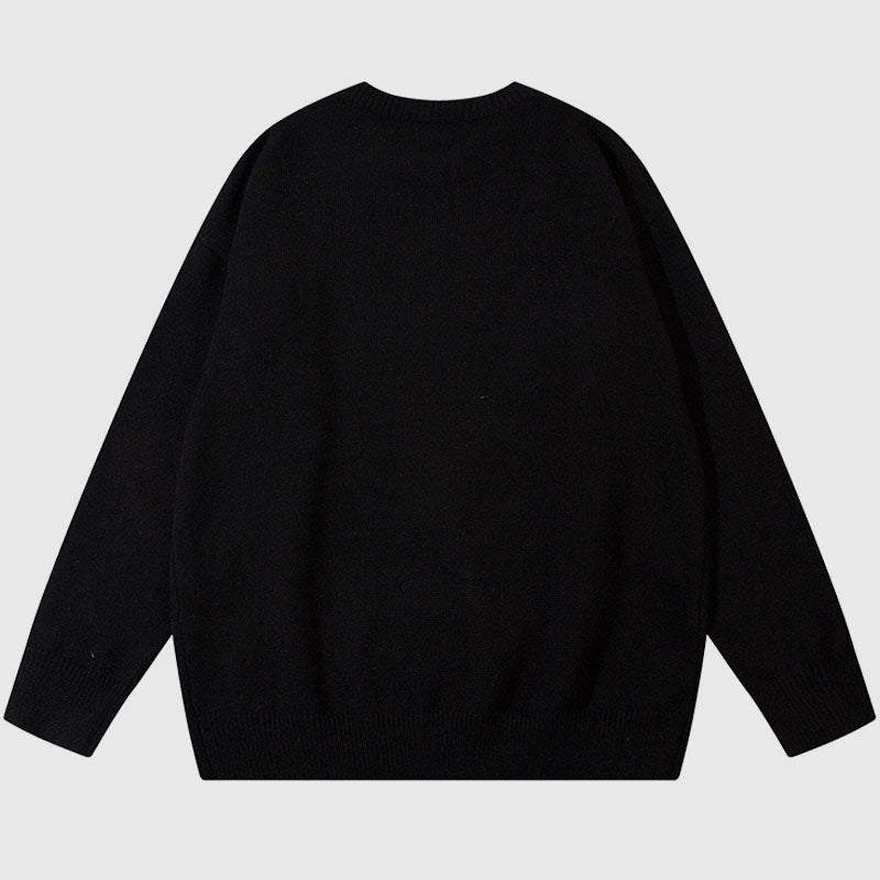 Pullover mit Kokosnussbaum-Muster und Stickerei