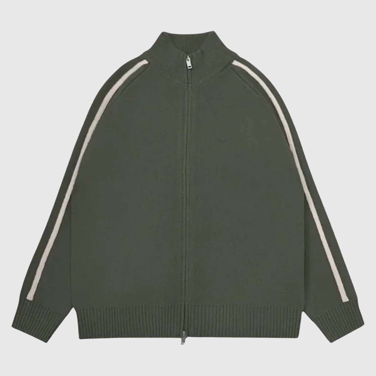 Cárdigans minimalistas de rayas con cremallera