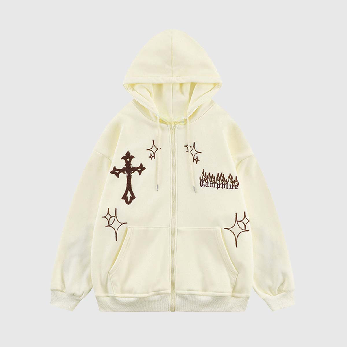 Cross Embroidery Oversized Hoodie