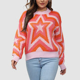 Y2K Star Pattern Color Contrast Sweater