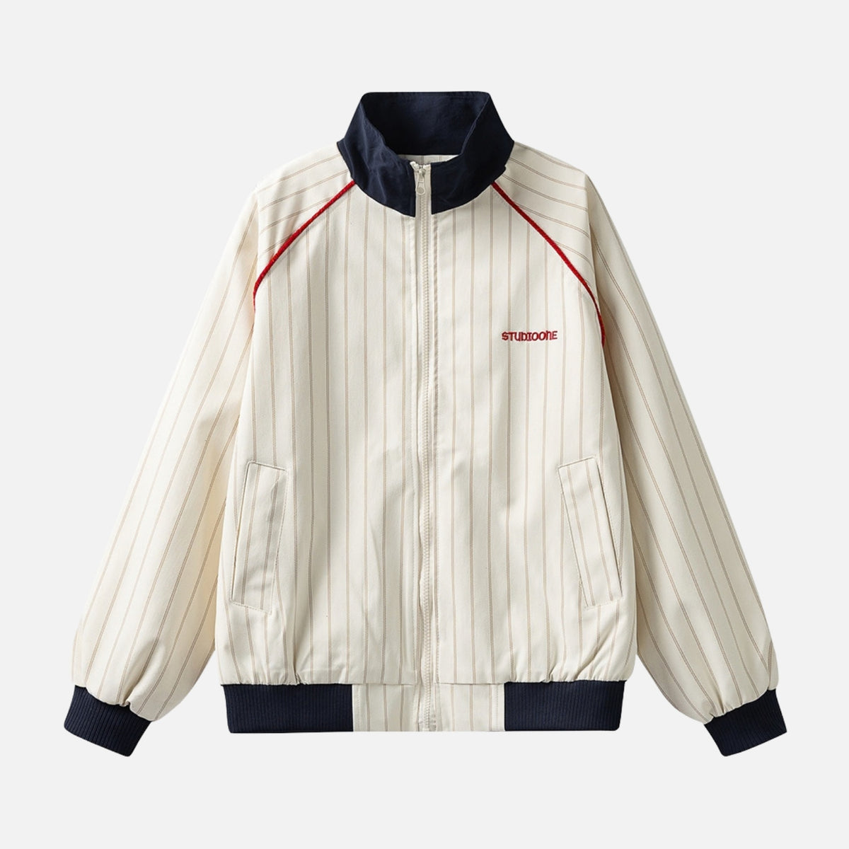 Vintage Striped Colorblock Utility Jacket