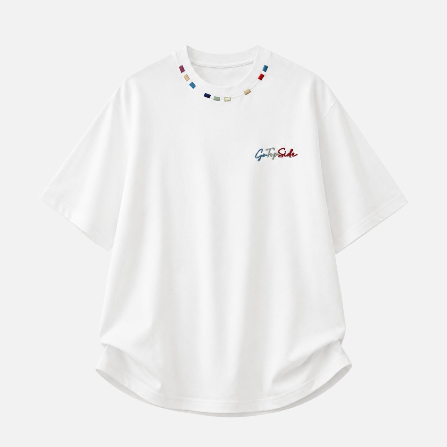 Color-Embroidered Short Sleeve Tee