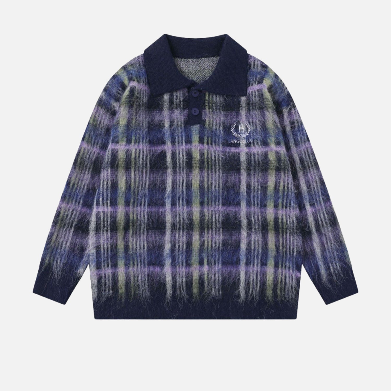 Vintage Plaid Brushed Knit Sweater