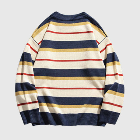 Striped Embroidered Knit Sweater