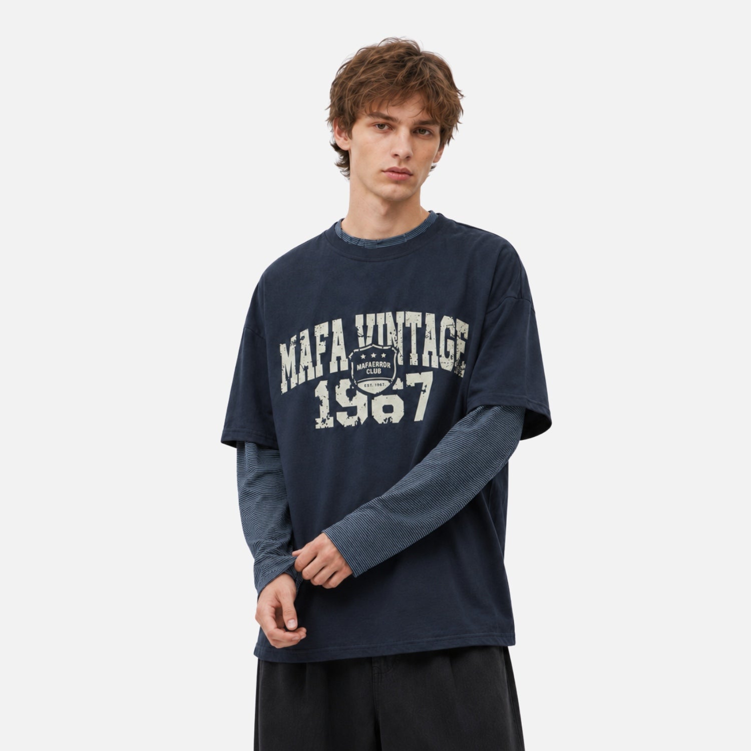 Sudadera de Algodón con Gráfico Efecto Doble Capa