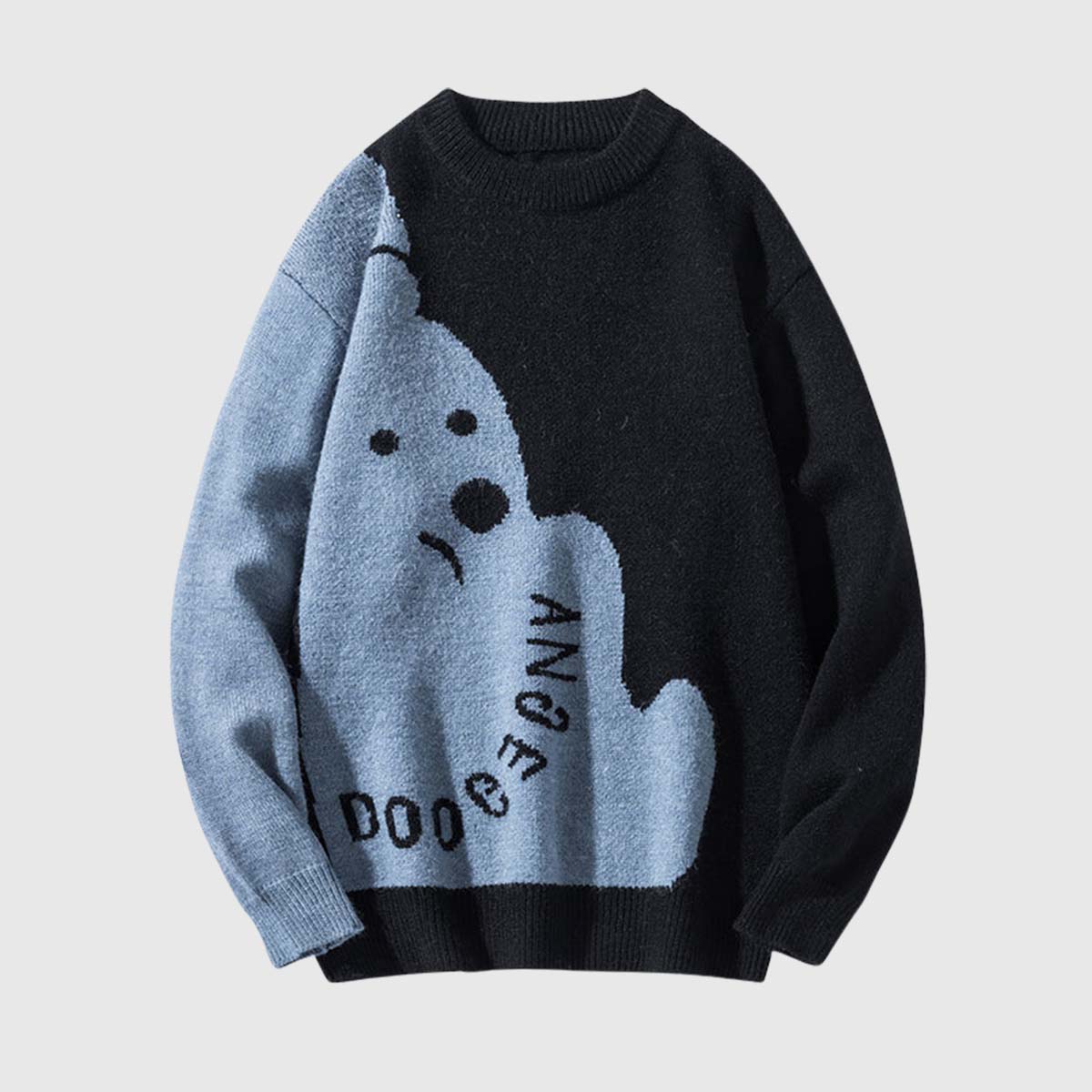 Dog Graphic Two-Tone Sweater