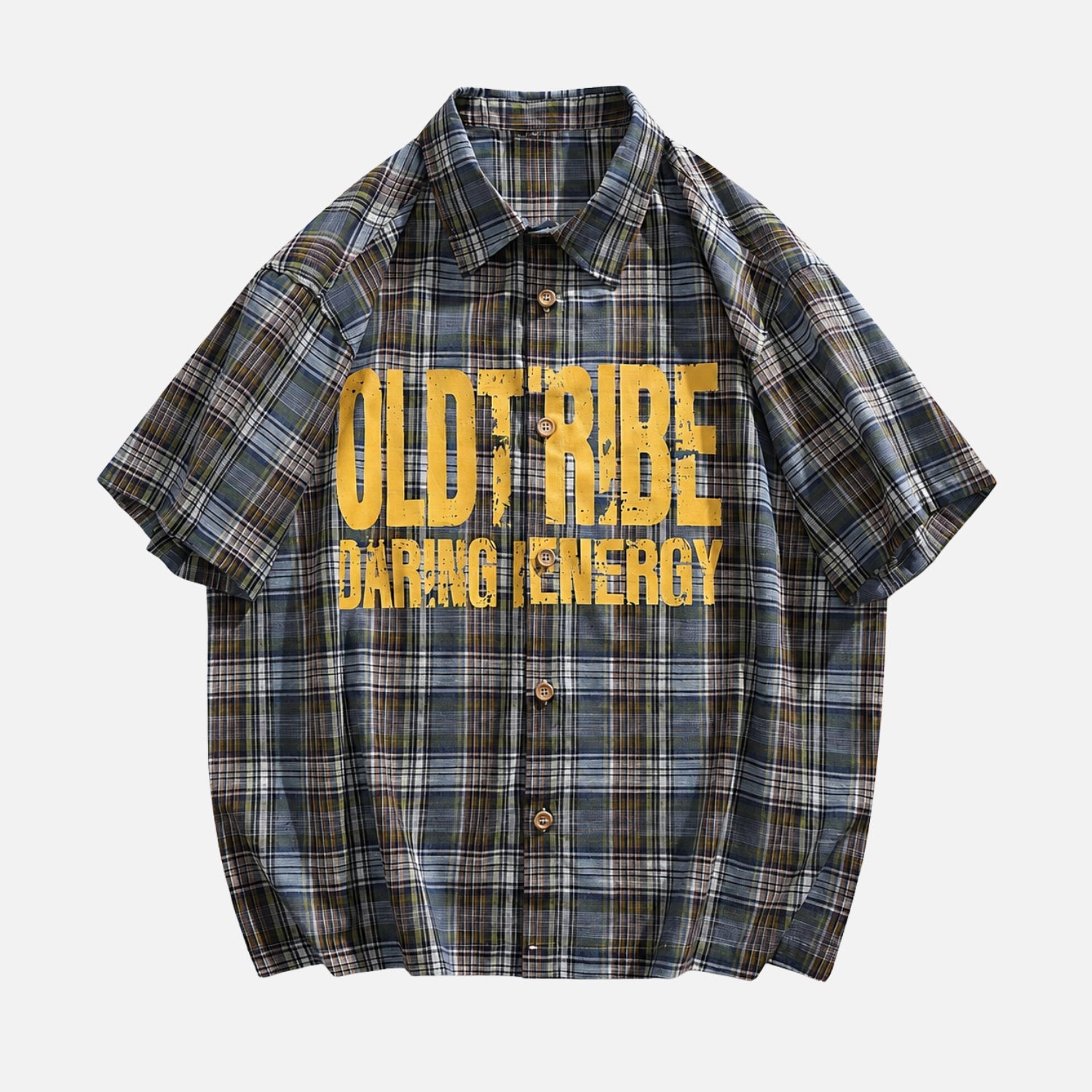 Vintage Plaid Print Cotton Shirt