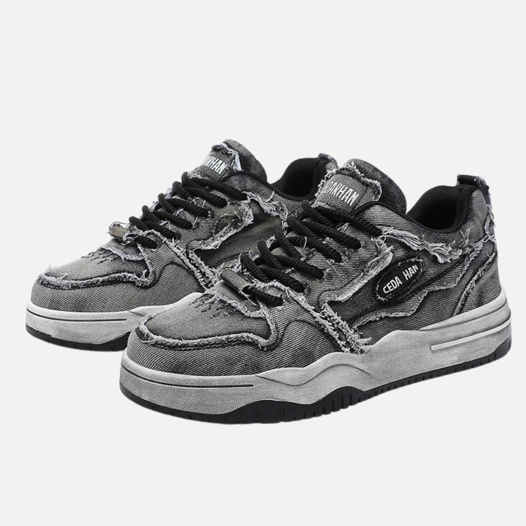 Vintage Washed Denim Skate Sneakers