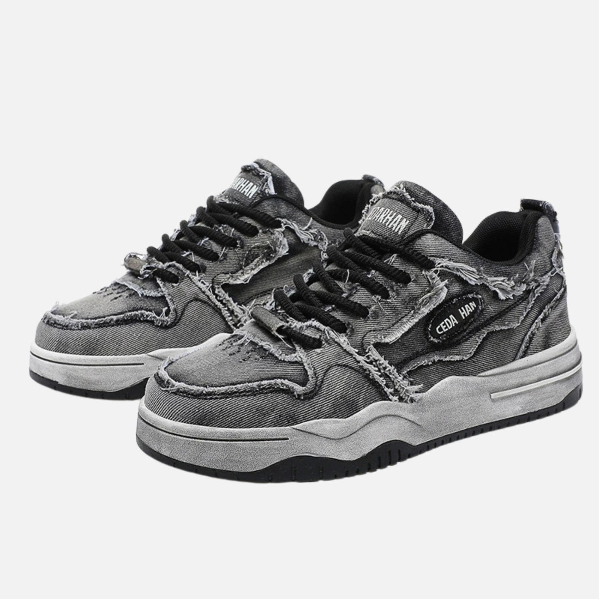 Vintage Washed Denim Skate Sneakers