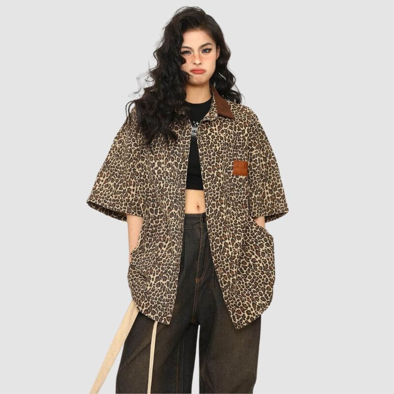 Vintage Leopard Cotton Shirts