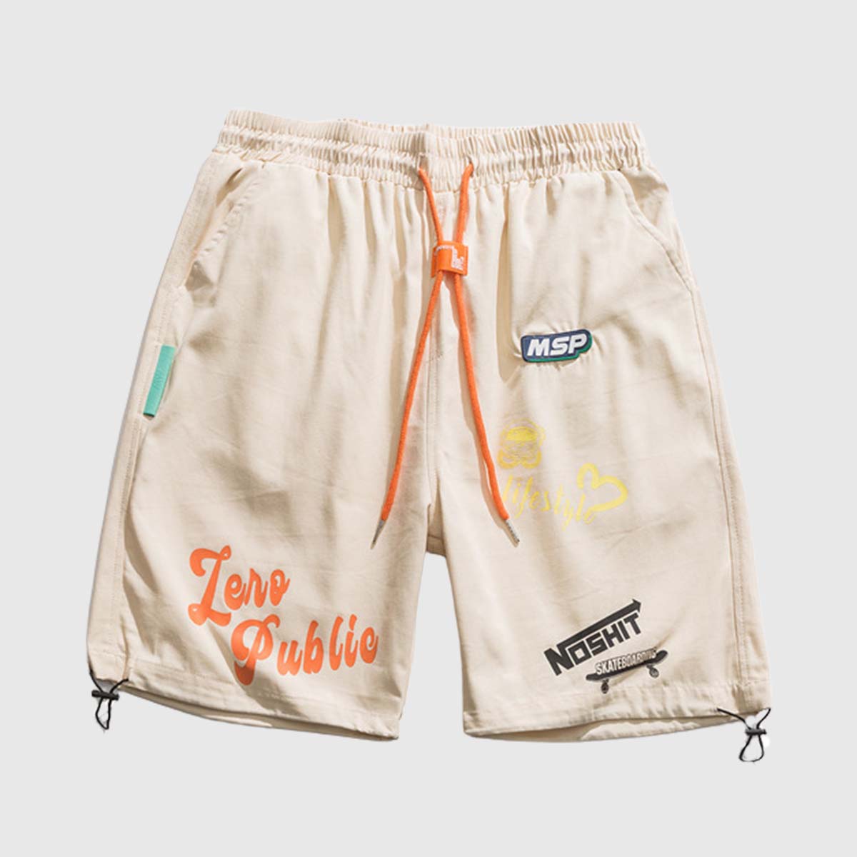 Graphic Beige Summer Shorts