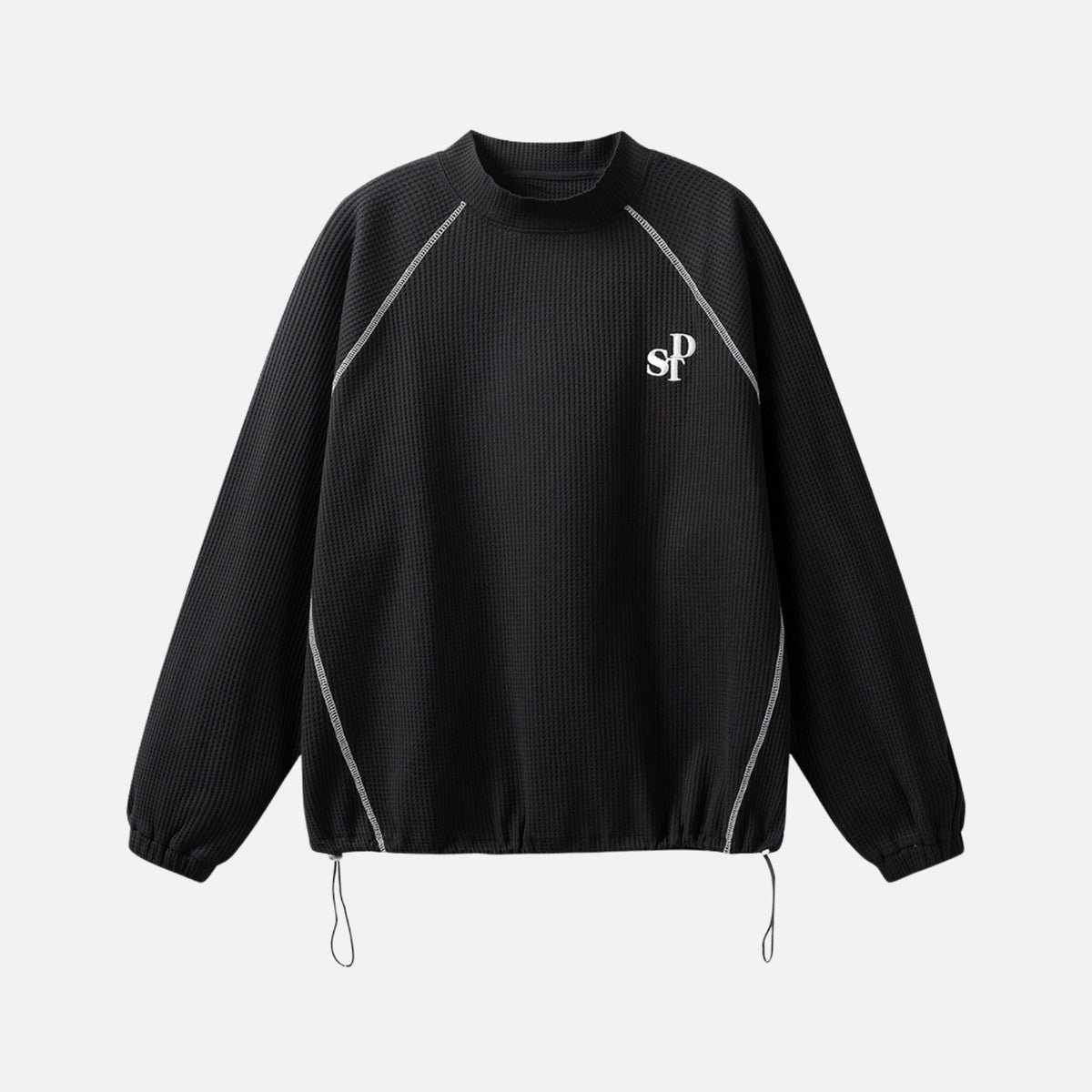 Embroidered Waffle Crewneck Sweatshirt