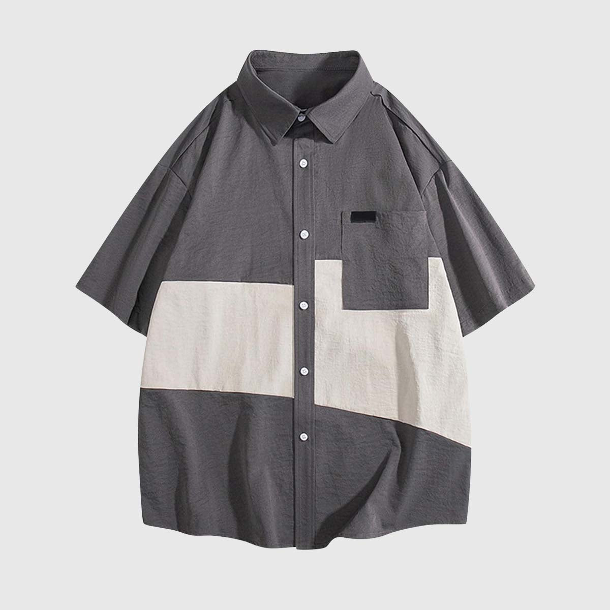 Casual Contrast Patchwork Shirts