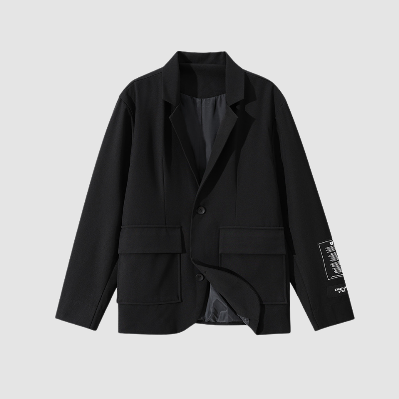 Blazer informal con bolsillos de parche