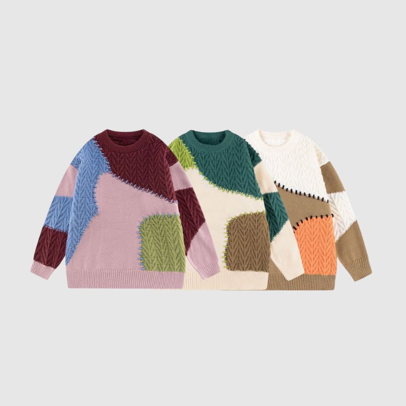 Vintage Chic Color Clash Cozy Sweater