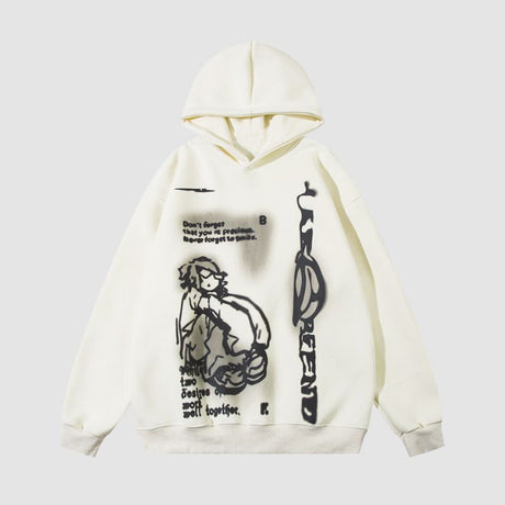 Line Person & Letter Printed Hoodies