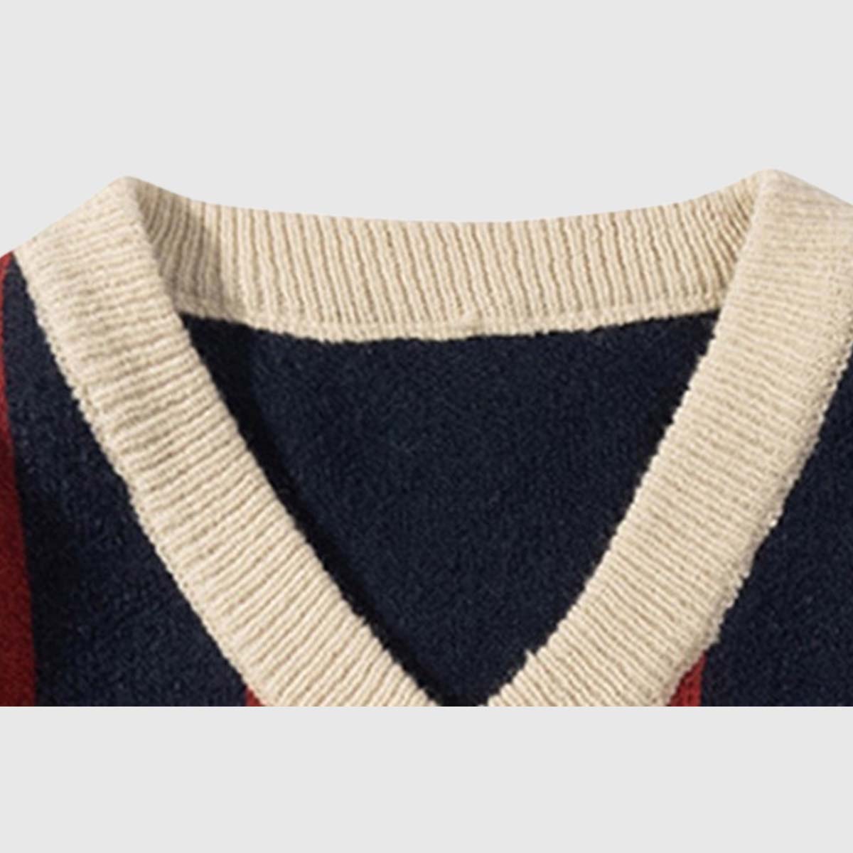 Vintage Striped V-Neck Sweater