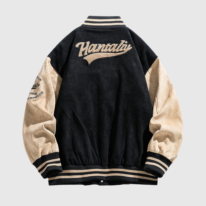 Street-Style Embroidered  Suede Baseball Jacket