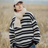 Timeless Hues Patchwork Stripe Knit Pullover