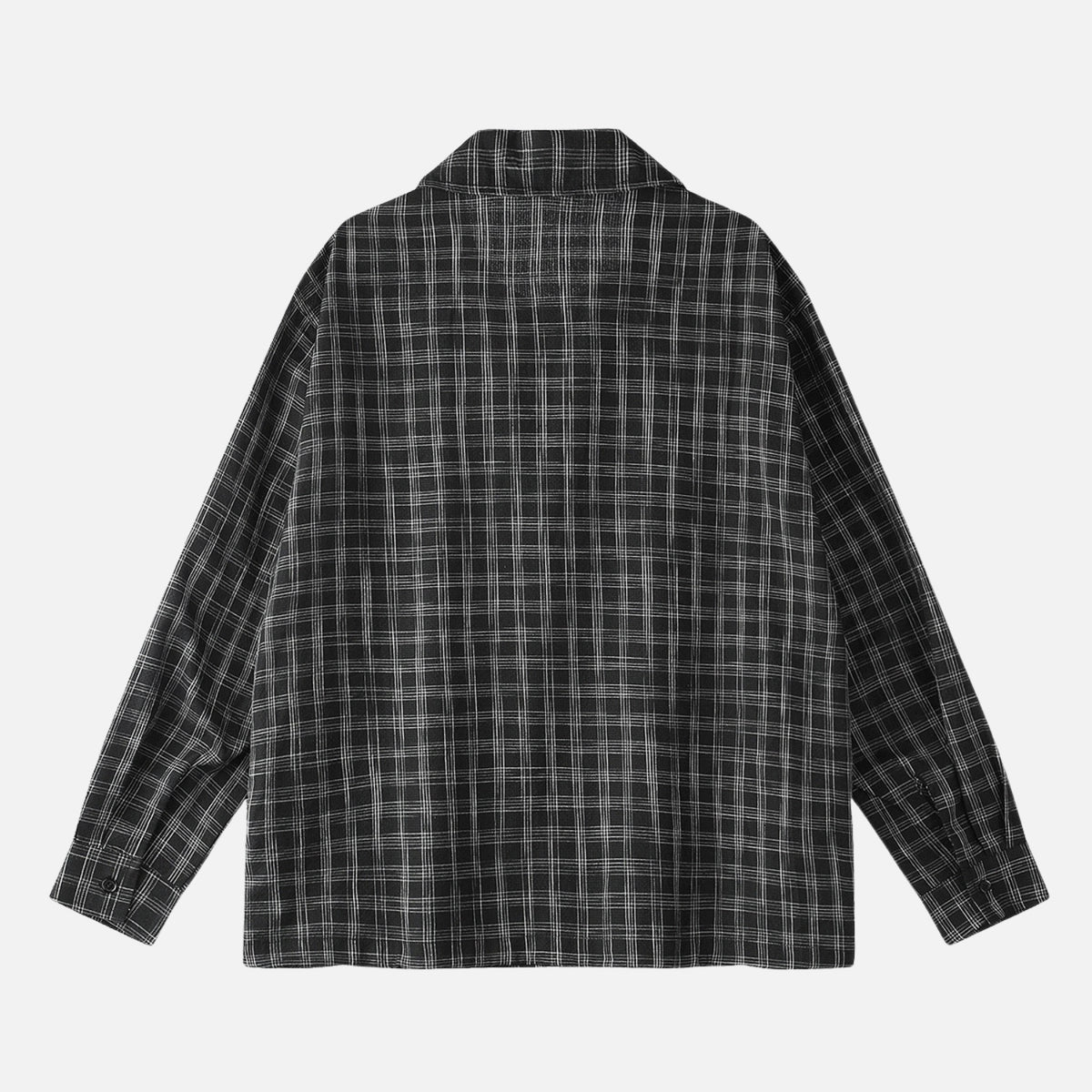 Faux-Layered Seersucker Check Pullover Shirt