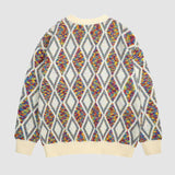Color Contrast Argyle Knit Pullover