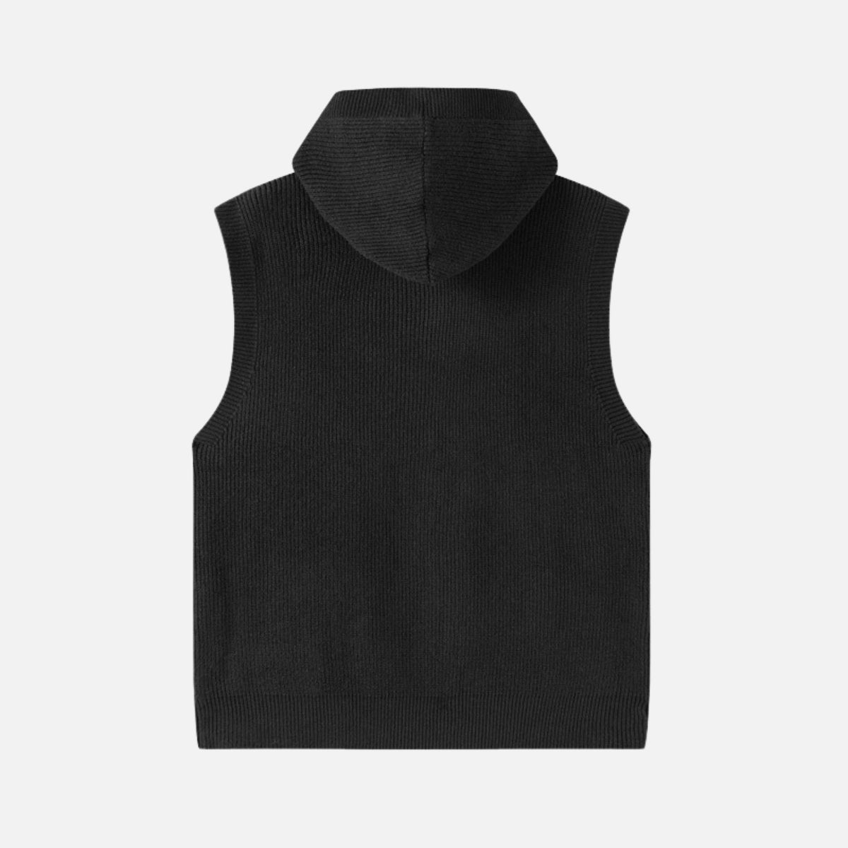 Solid Button-Up Hooded Sweater Vest