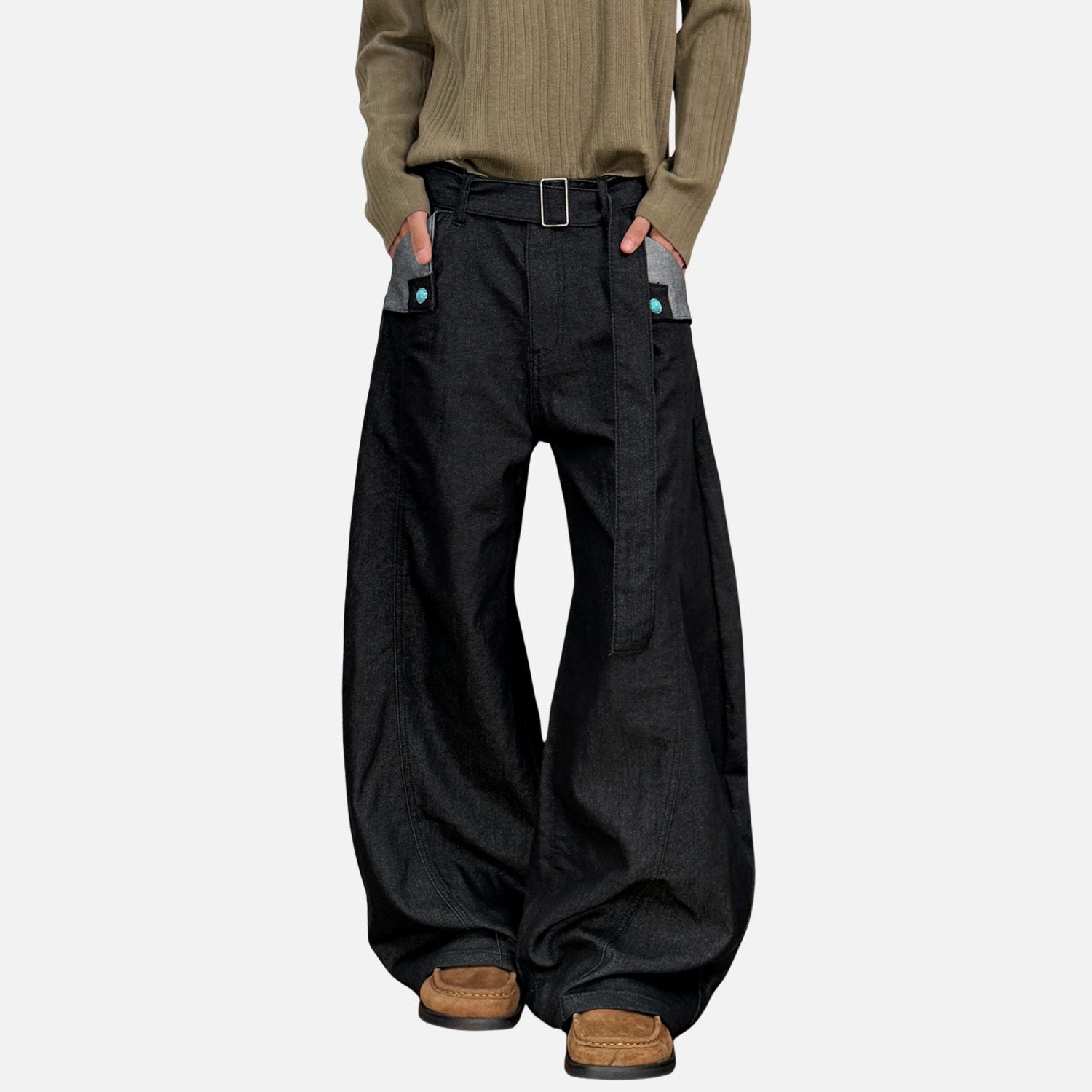 Washed Wide-Leg Baggy Jeans