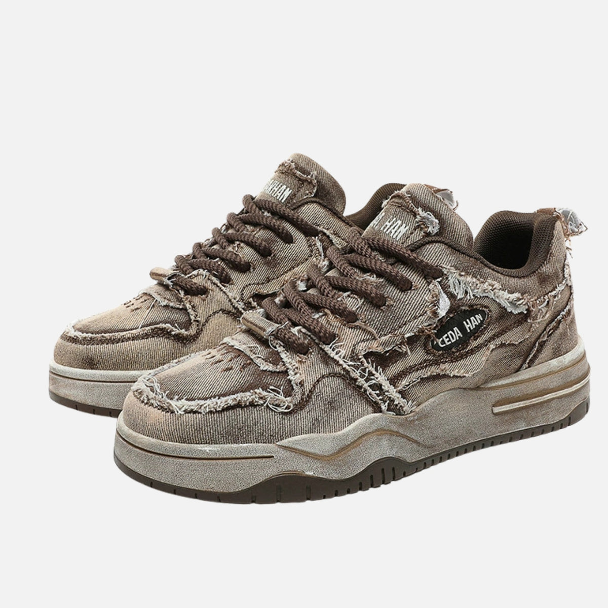 Vintage Washed Denim Skate Sneakers